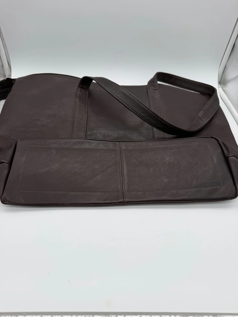Men’s Leather Briefcase Tote in Dark Brown - Classic Carry
